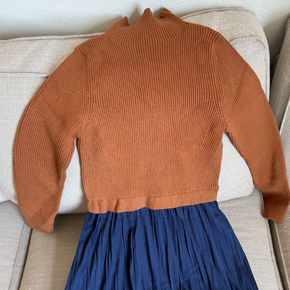 NEW Anthropologie The Thea Twofer Sweater Dress XXSmall/Medium Tan/Navy - Picture 6 of 8